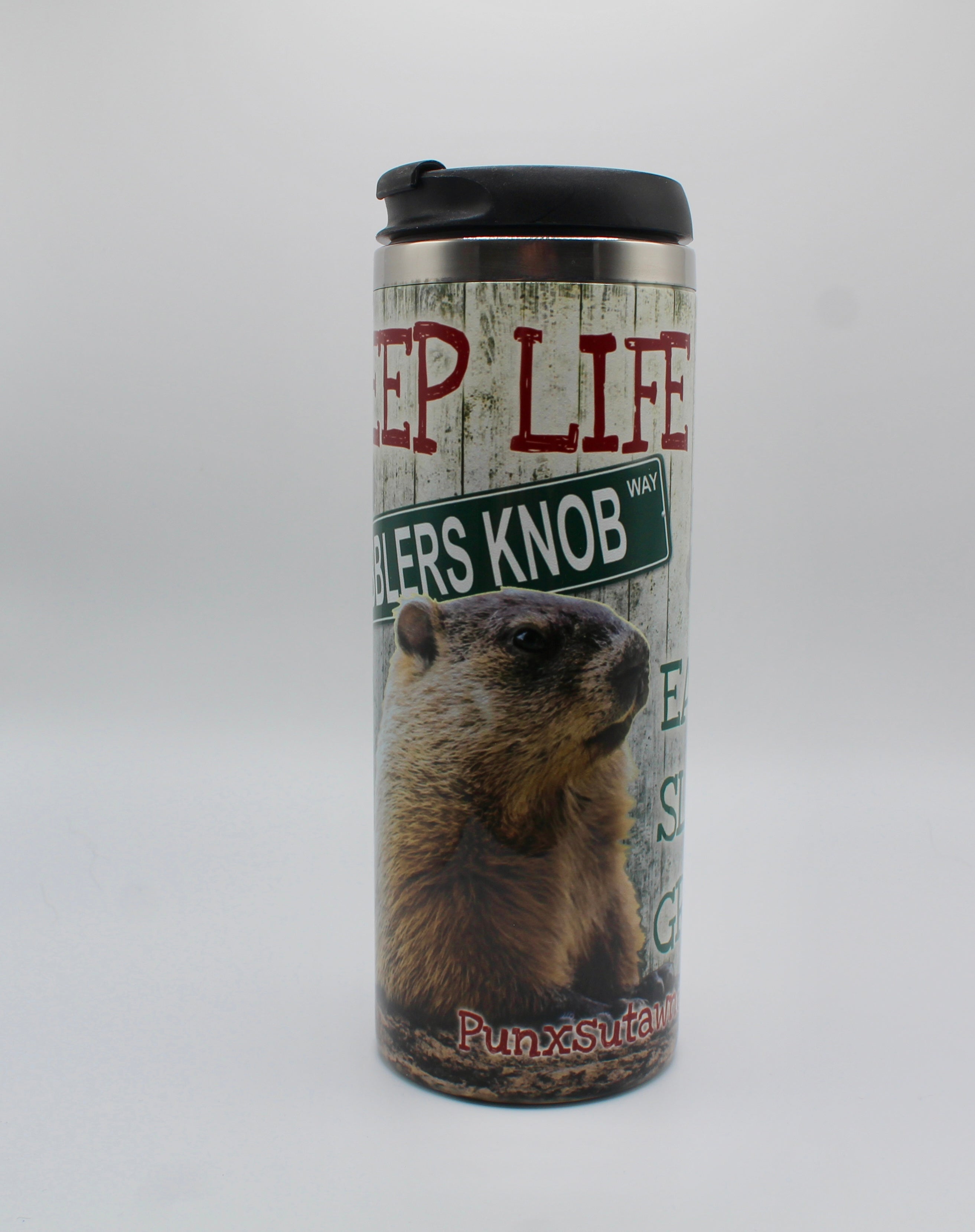Eat Sleep Groundhog Tumbler - 15 oz Stainless Steel-Groundhog Stuff