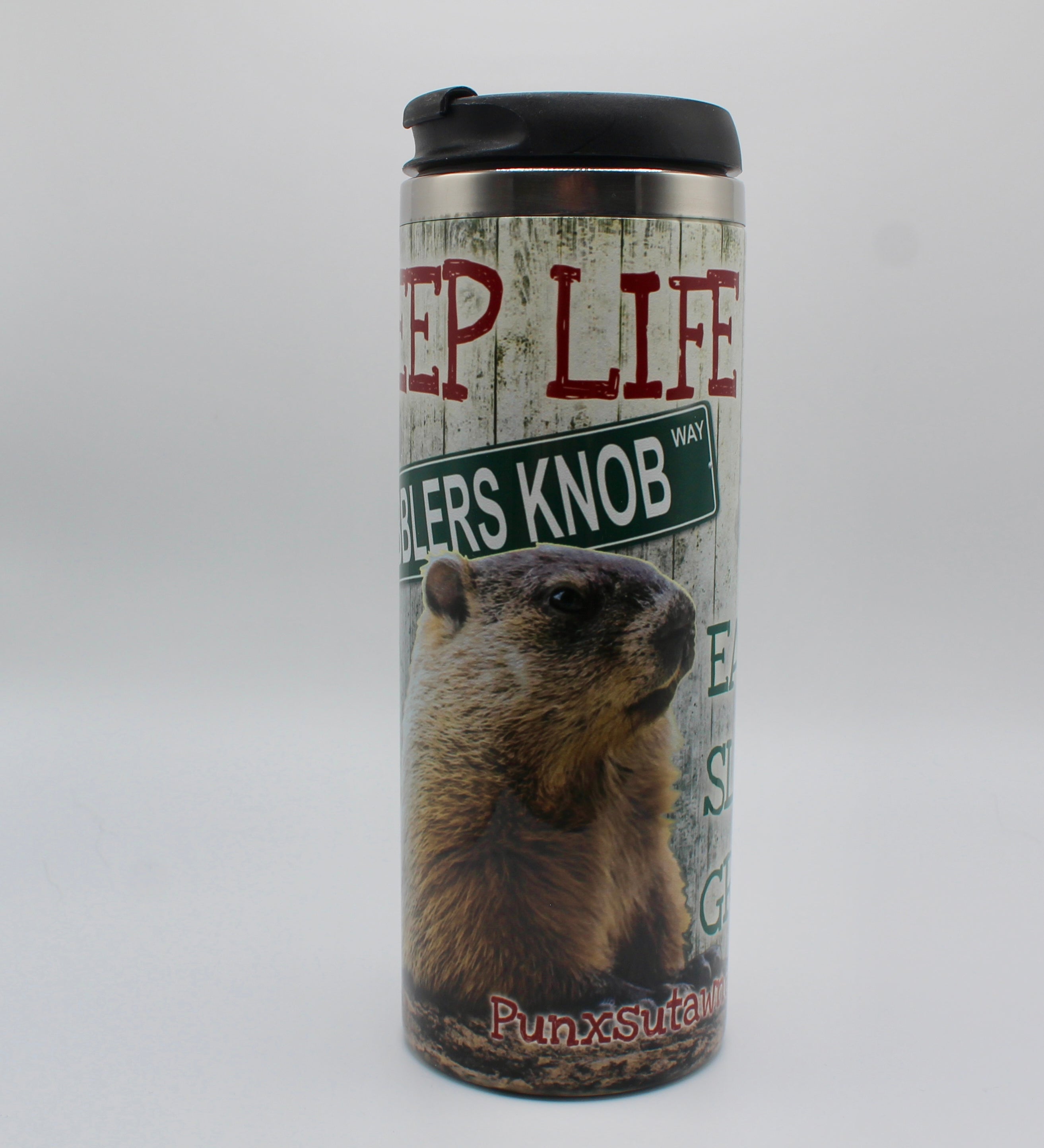 Eat Sleep Groundhog Tumbler - 15 oz Stainless Steel-Groundhog Stuff