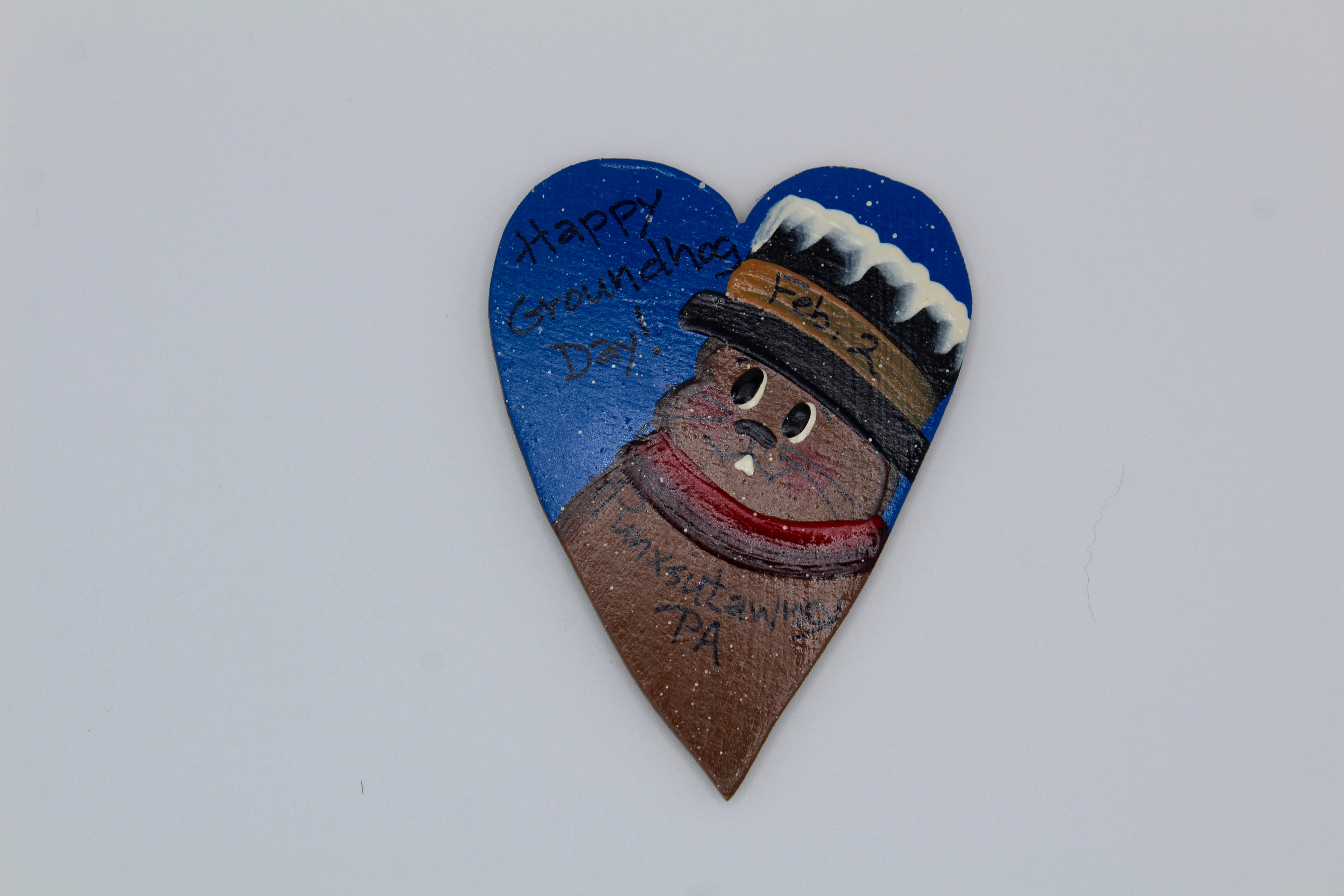 Blue Heart Handpainted Magnet – Groundhog Day Gift-Groundhog Stuff