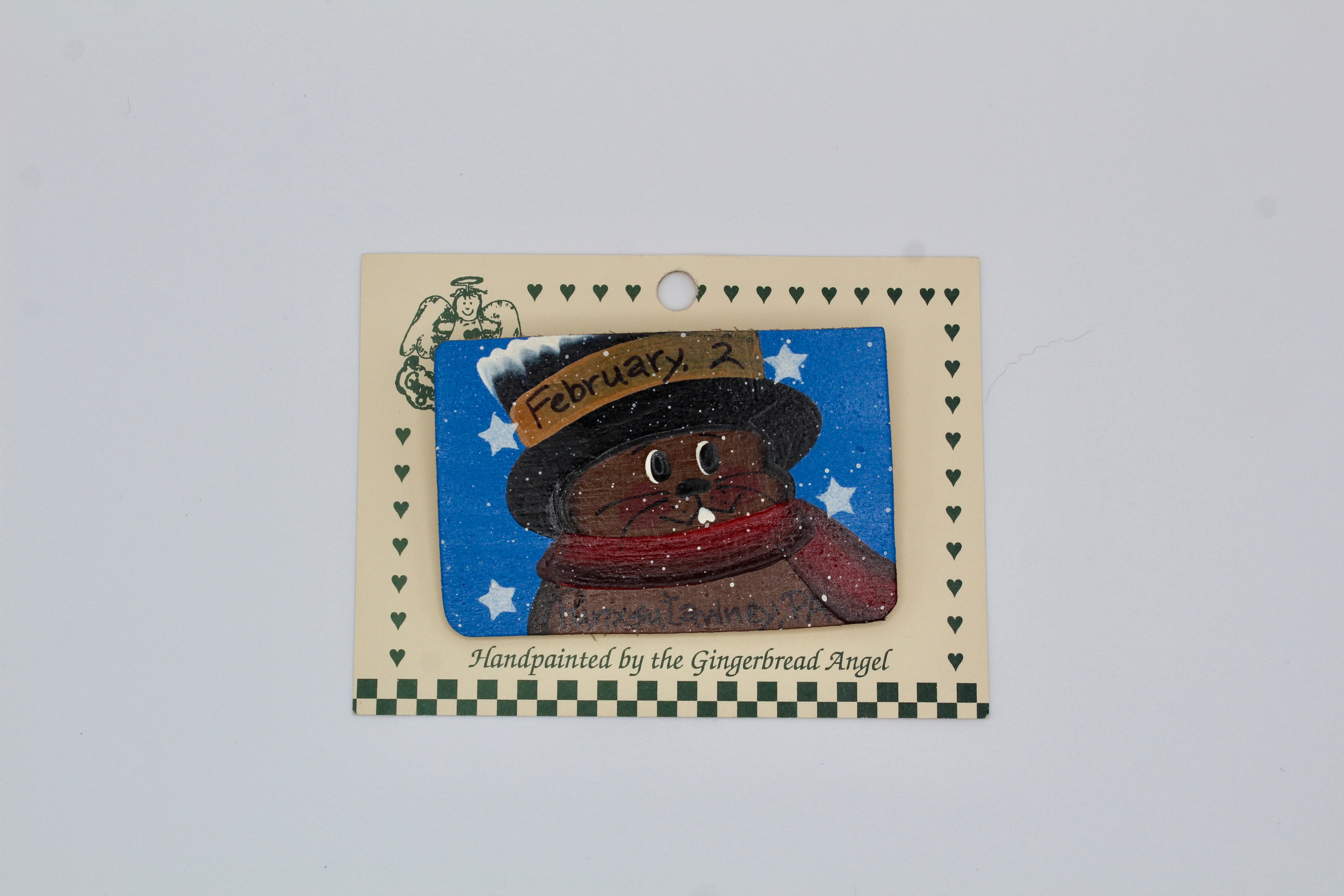 Groundhog Rectangle Pin – 2.5 x 2 in Handcrafted-Groundhog Stuff