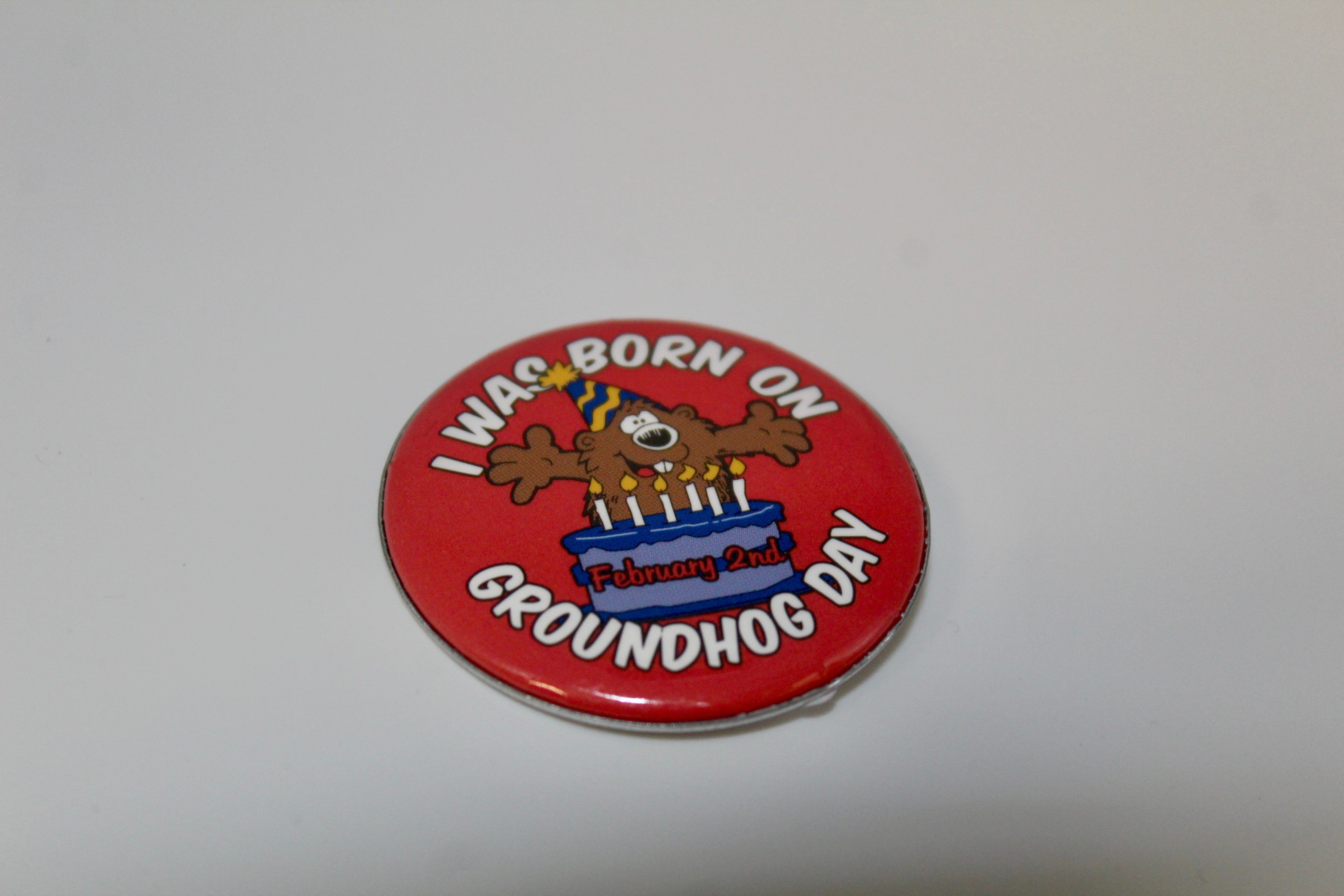 Happy Birthday Button Pin-Groundhog Stuff