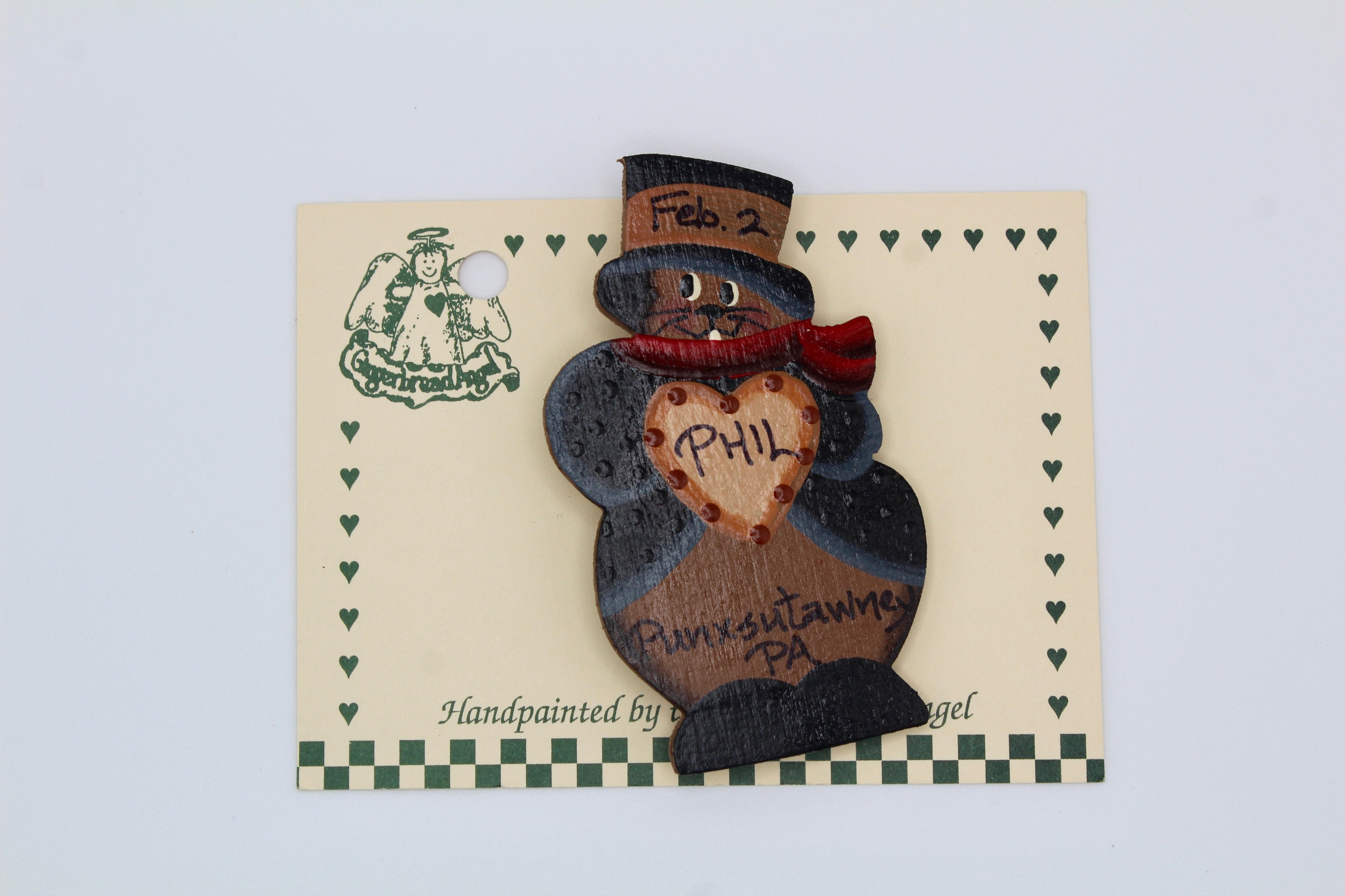 Phil Holding Heart Pin – Handcrafted Wooden-Groundhog Stuff