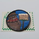 Blue Round Phil @ Sign Pin – Handpainted 3 Inch-Groundhog Stuff