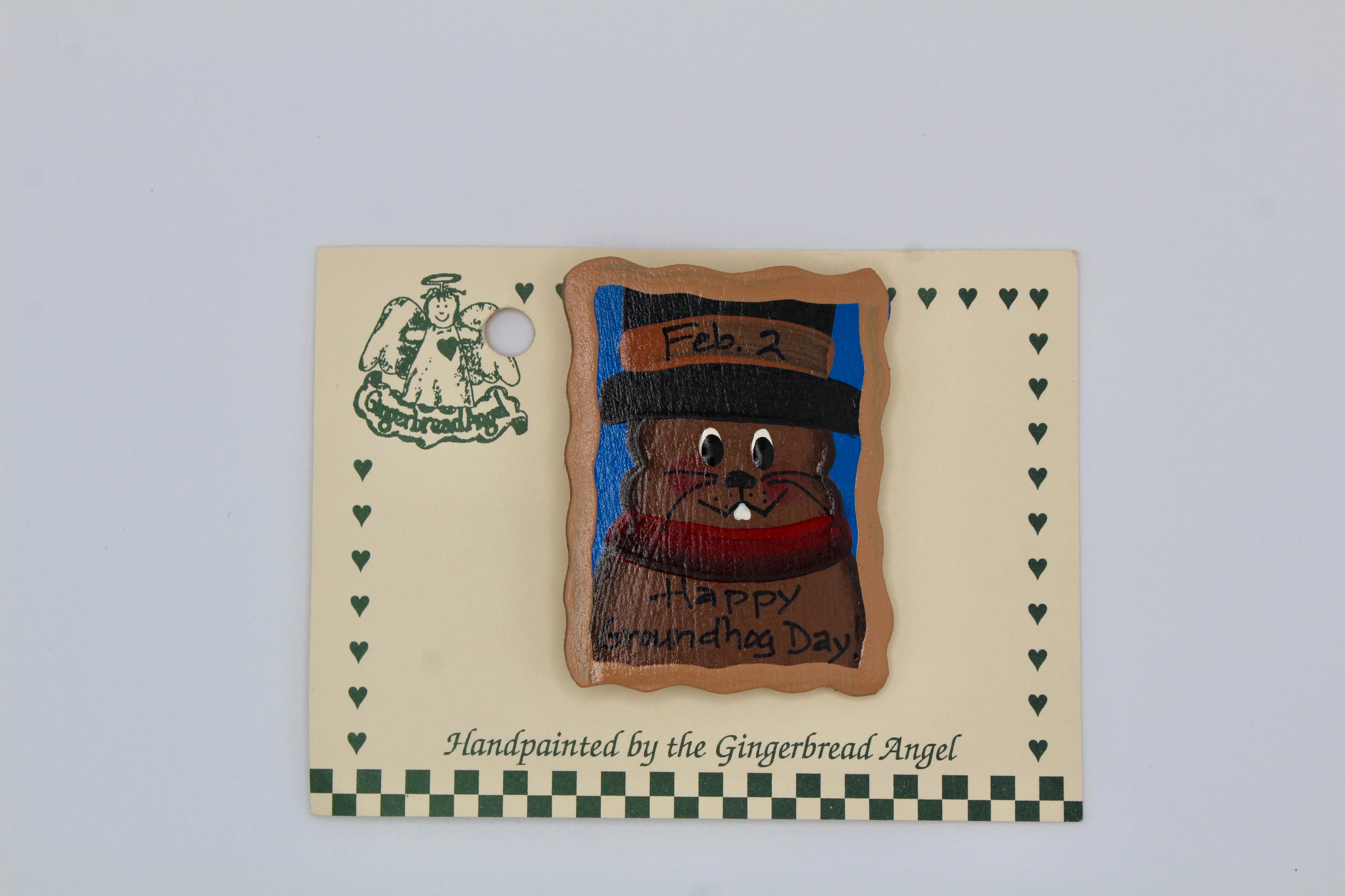 Groundhog Stamp Pin – Handcrafted Wooden-Groundhog Stuff