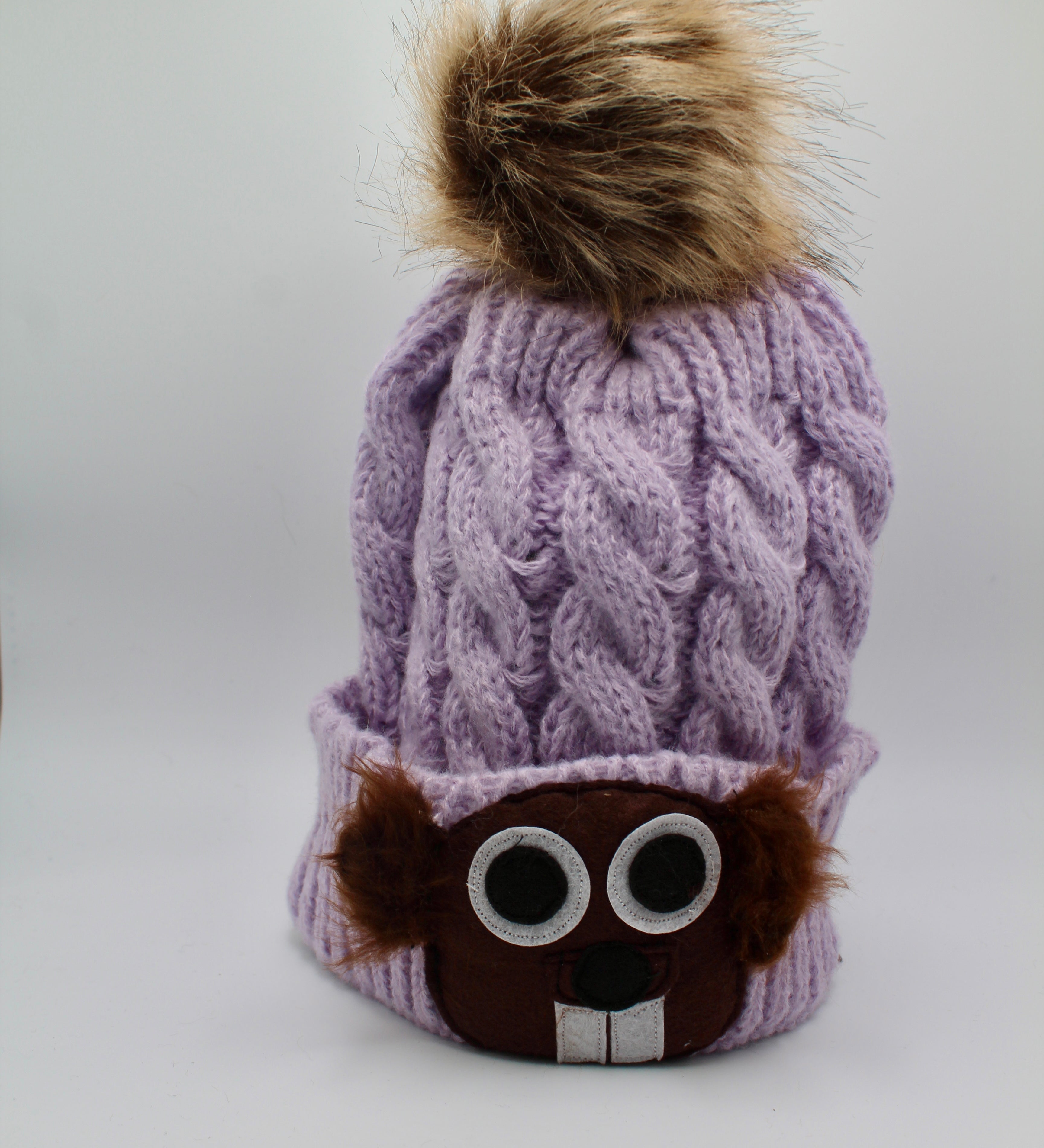 Adult Pom Pom Groundhog Hat-Groundhog Stuff