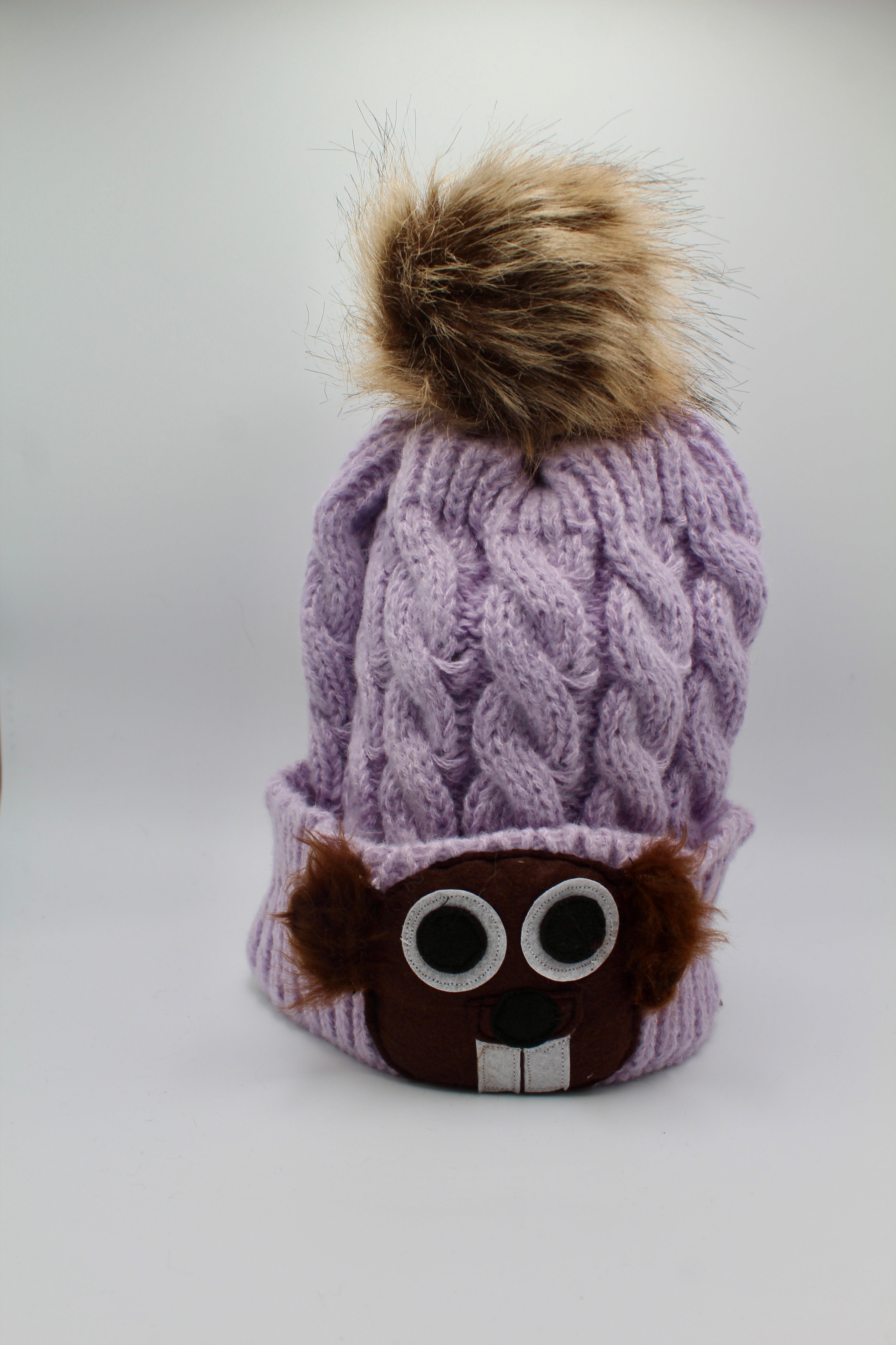 Adult Pom Pom Groundhog Hat-Groundhog Stuff