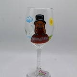 Weather Phil Painted Wineglass-Groundhog Stuff