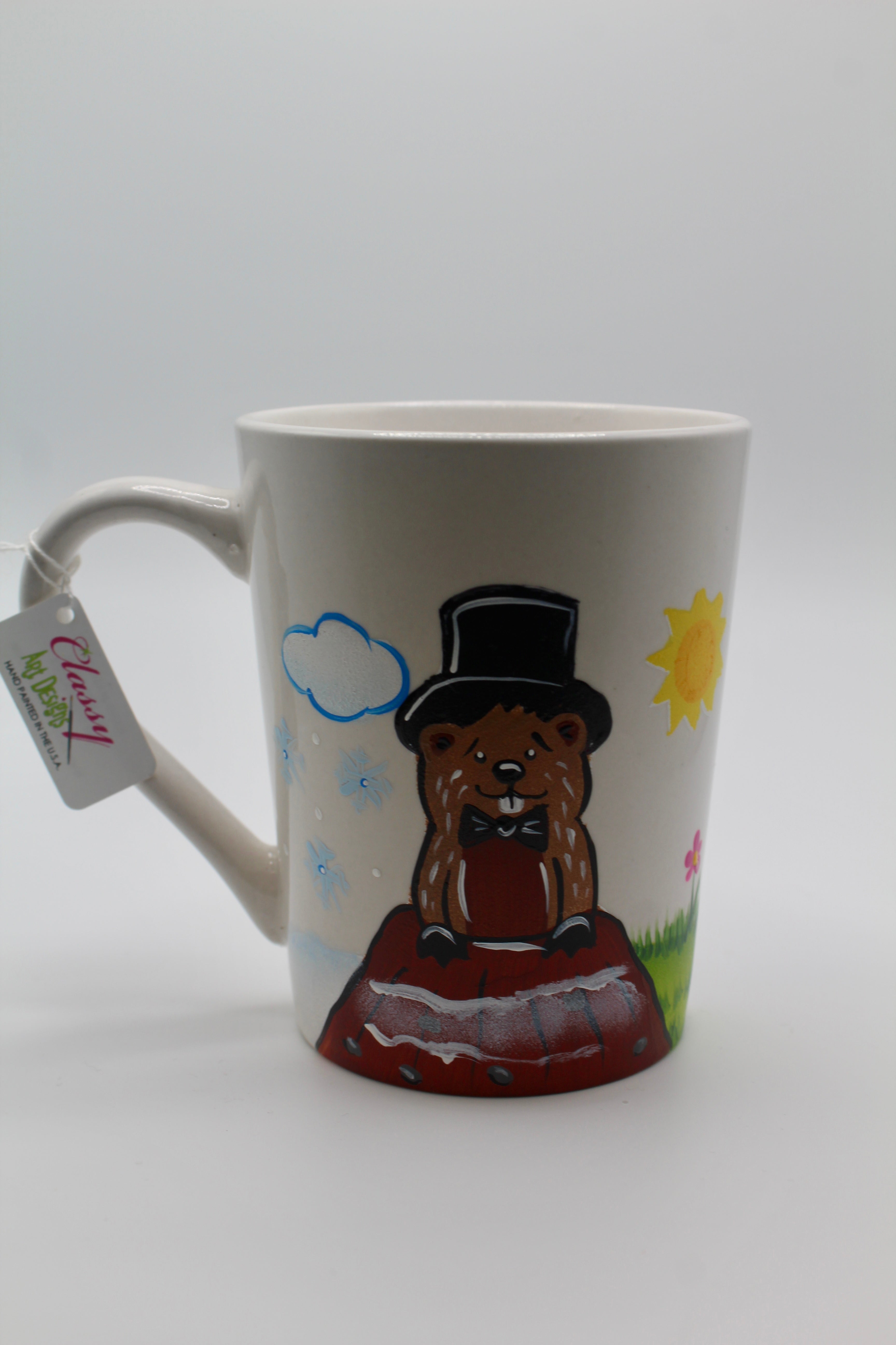 Hand-Painted Groundhog Mug-Groundhog Stuff