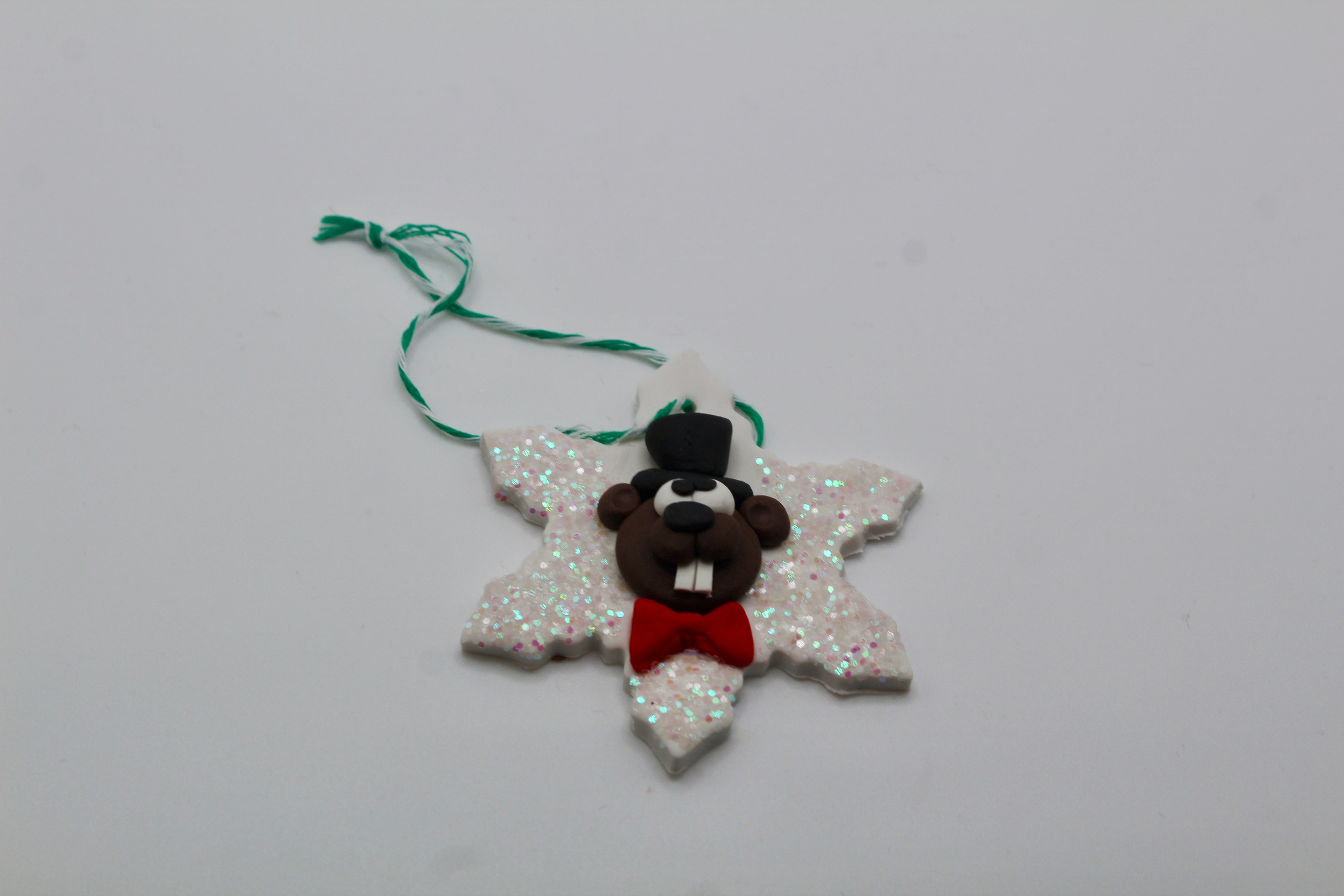 Clay Tophat Snowflake Ornament-Groundhog Stuff