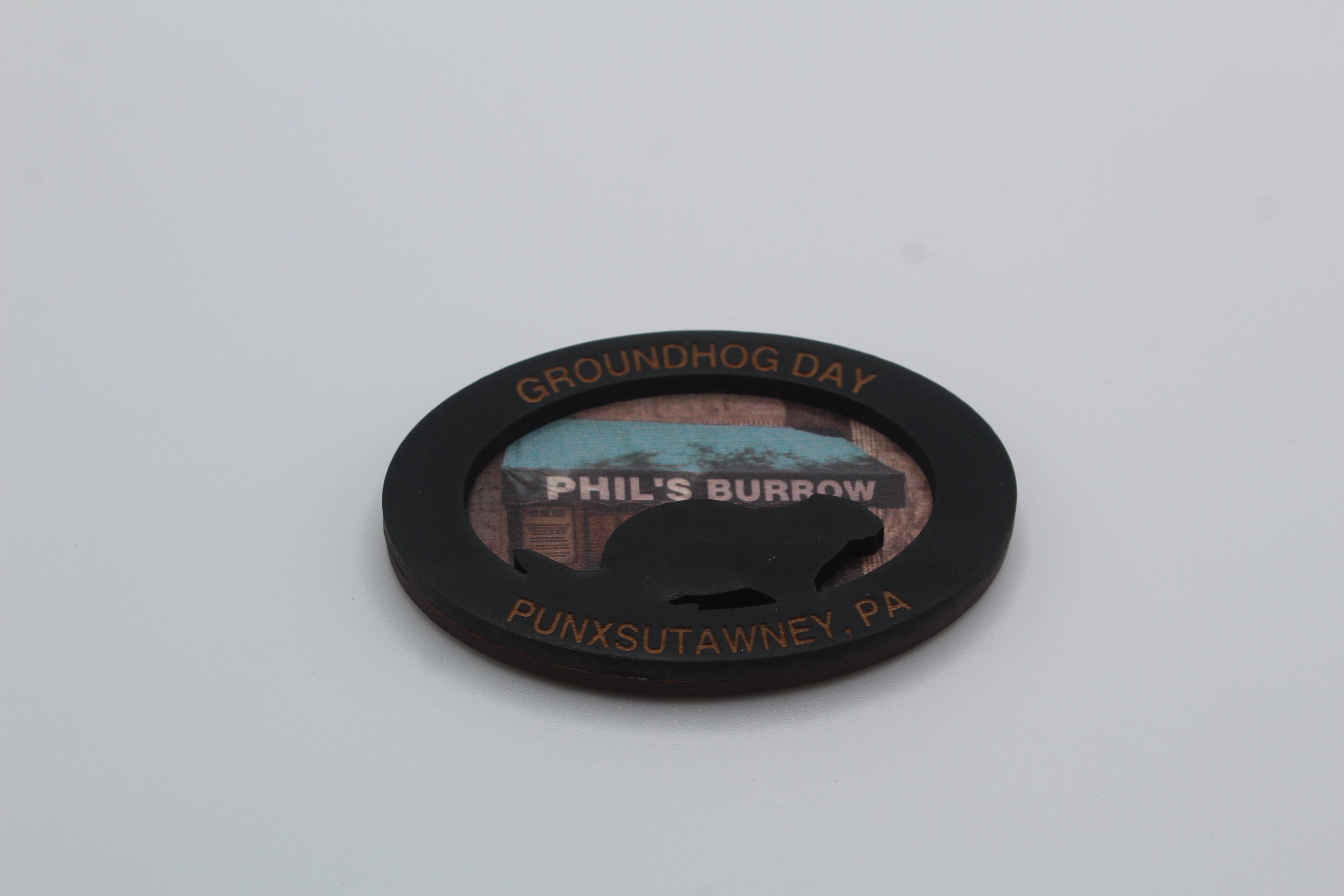 Phil Silhouette Wooden Magnet-Groundhog Stuff