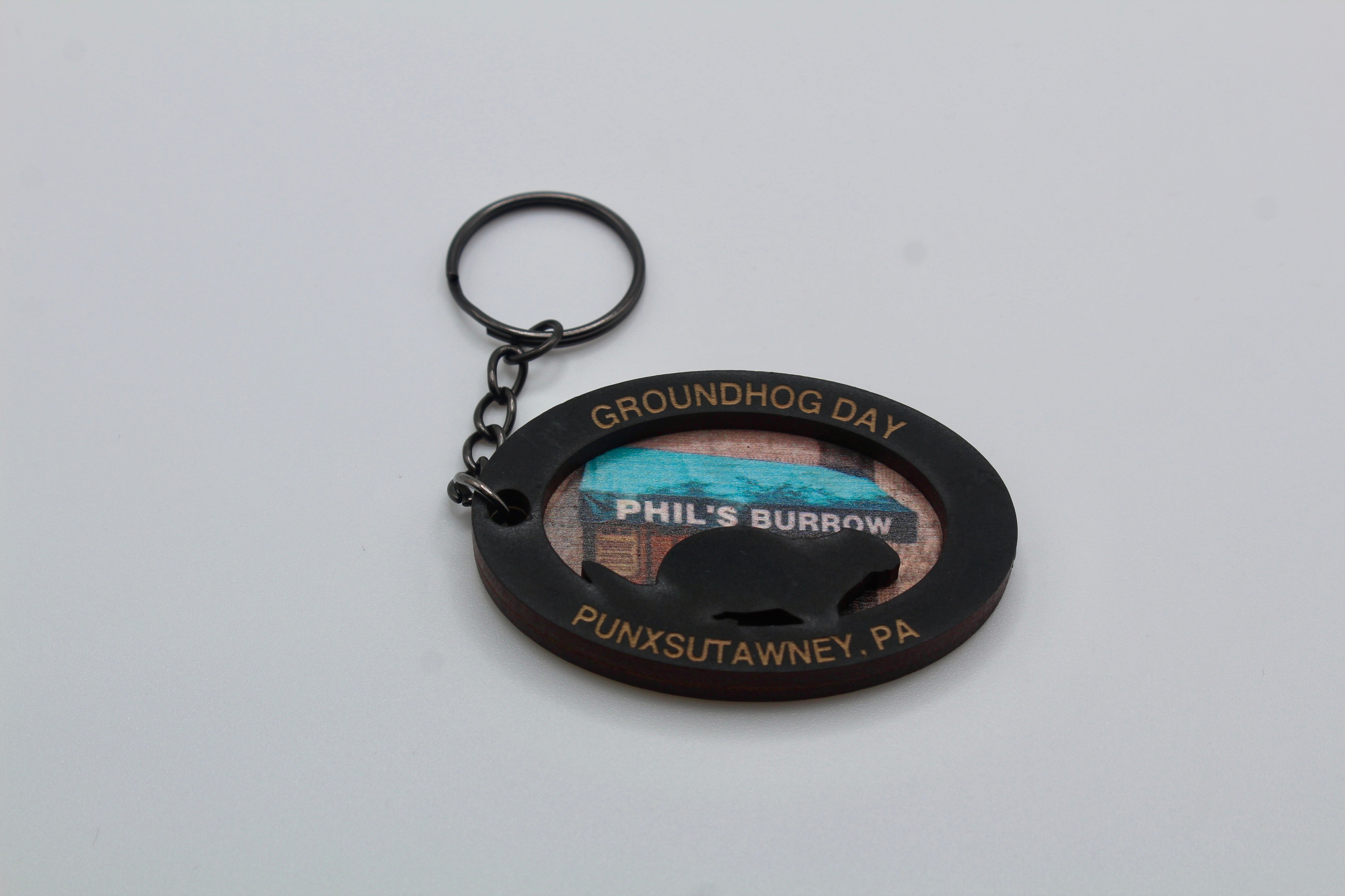 Phil Silhouette Wooden Keychain-Groundhog Stuff
