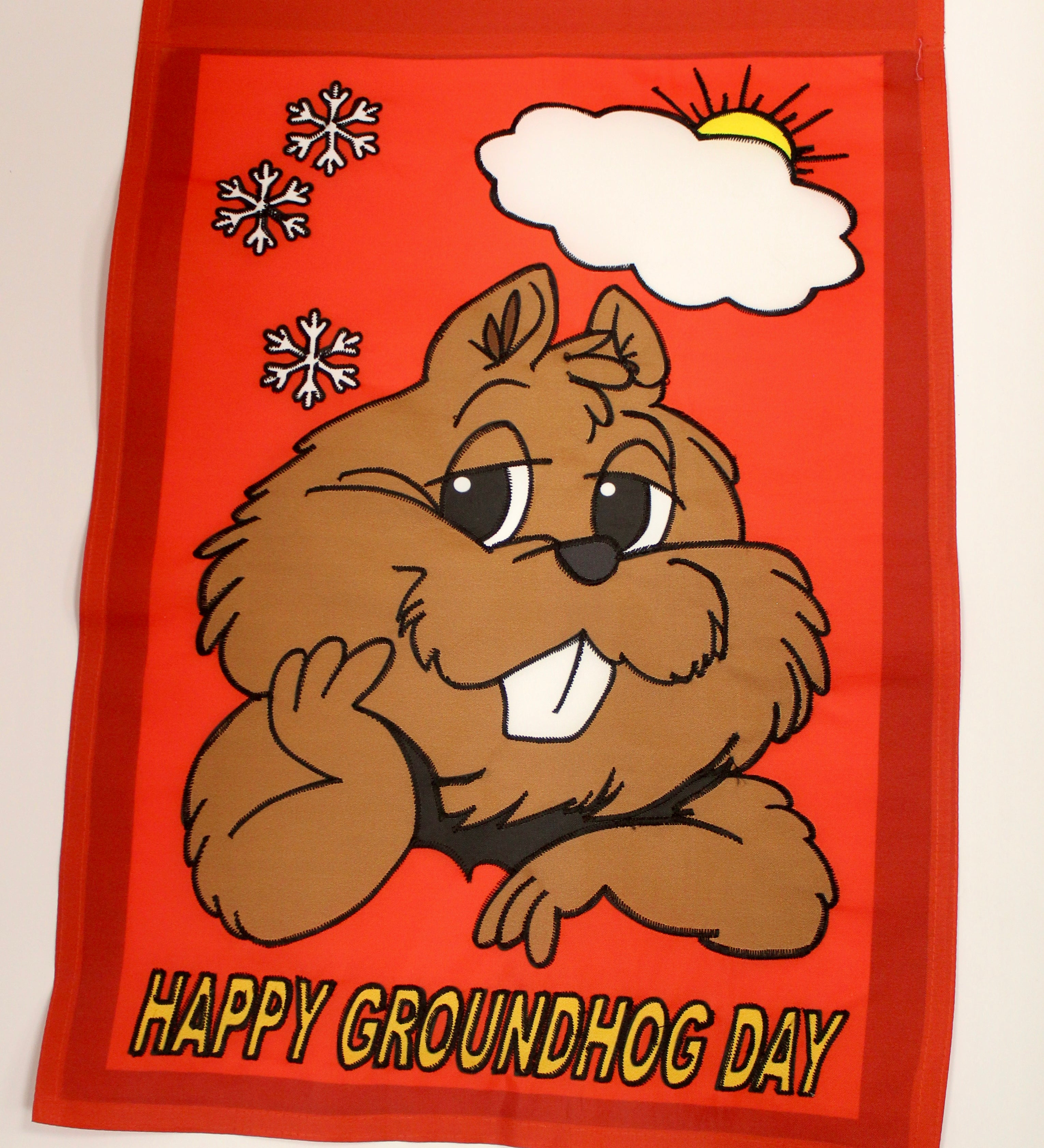 Garden Flag - Happy Groundhog Day (12x18.5")-Groundhog Stuff