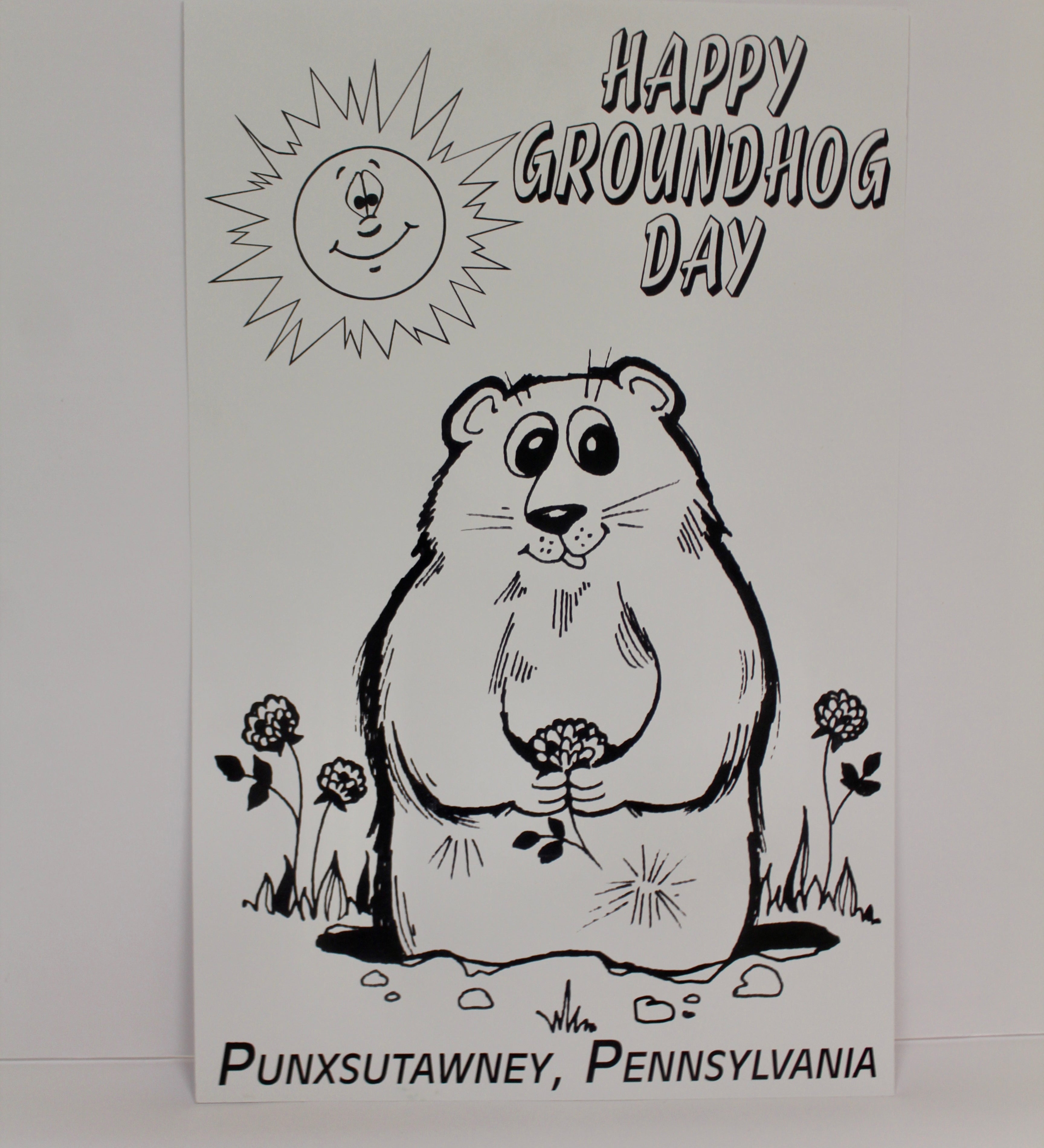Coloring Poster B - Happy GH Day - 7x11"-Groundhog Stuff