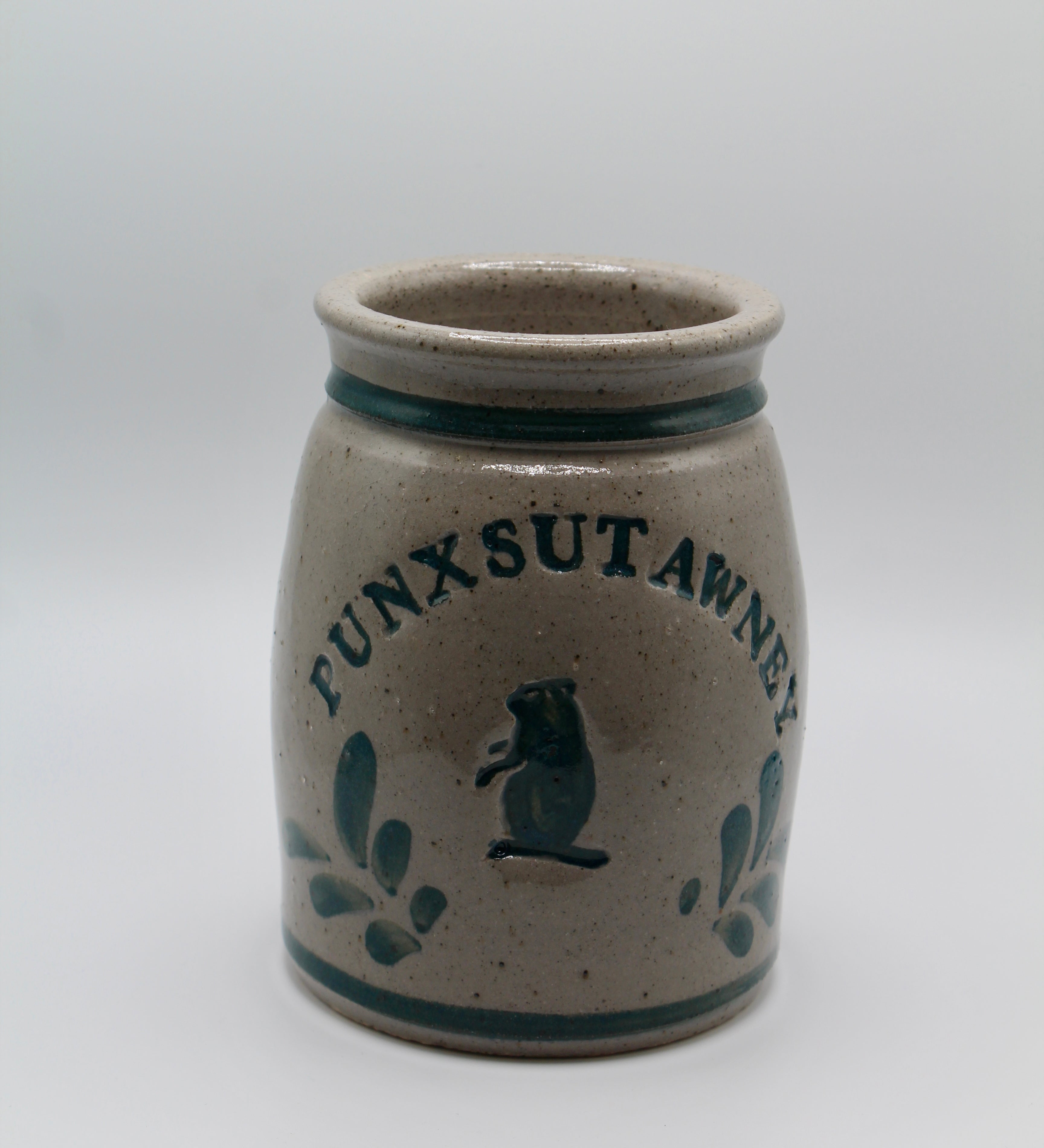 Crock - Punxsutawney Green Pottery (6"H)-Groundhog Stuff