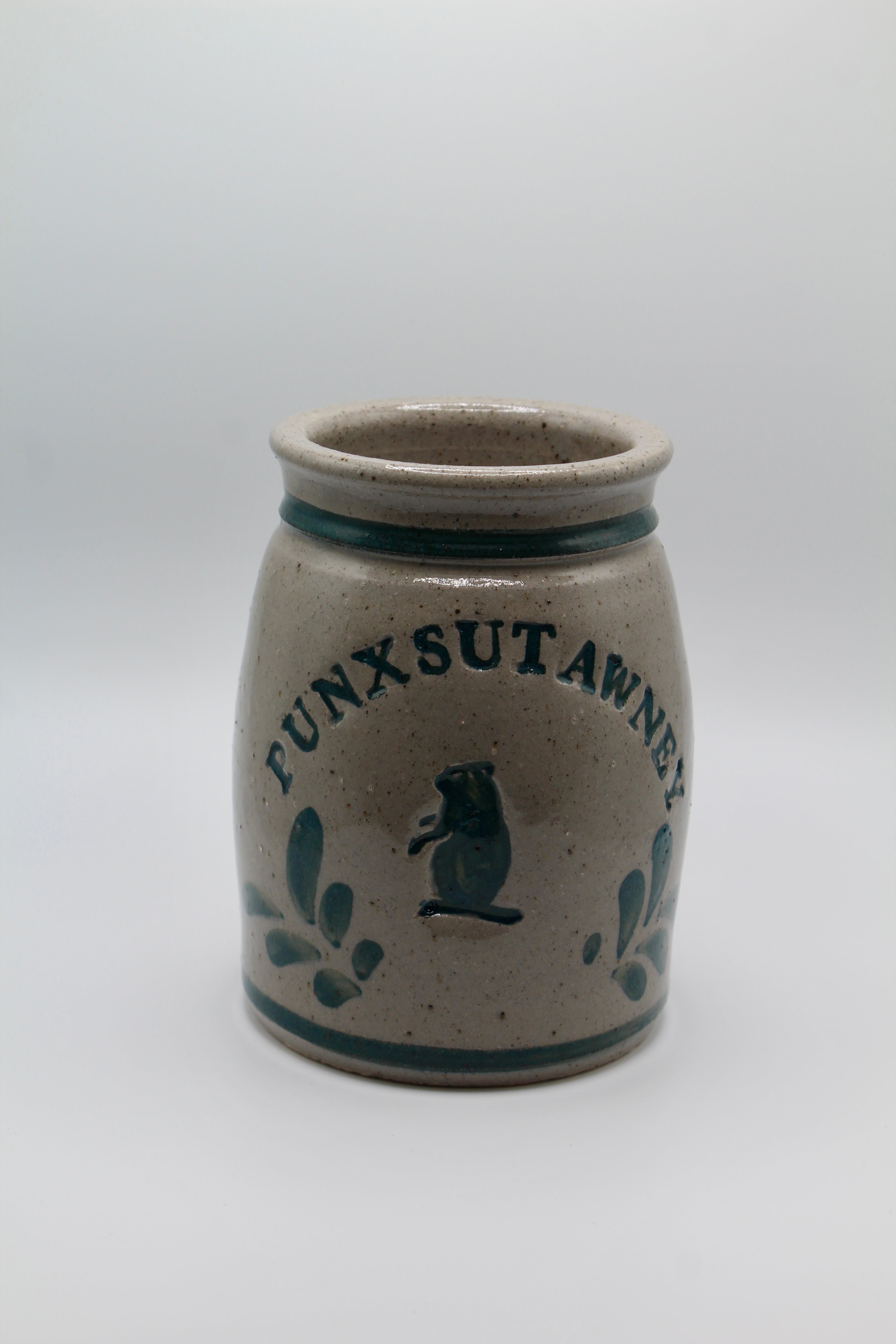 Crock - Punxsutawney Green Pottery (6"H)-Groundhog Stuff