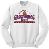 Adult Bedrock-Style Groundhog Day Sweatshirt - White (2X/3X)-Groundhog Stuff