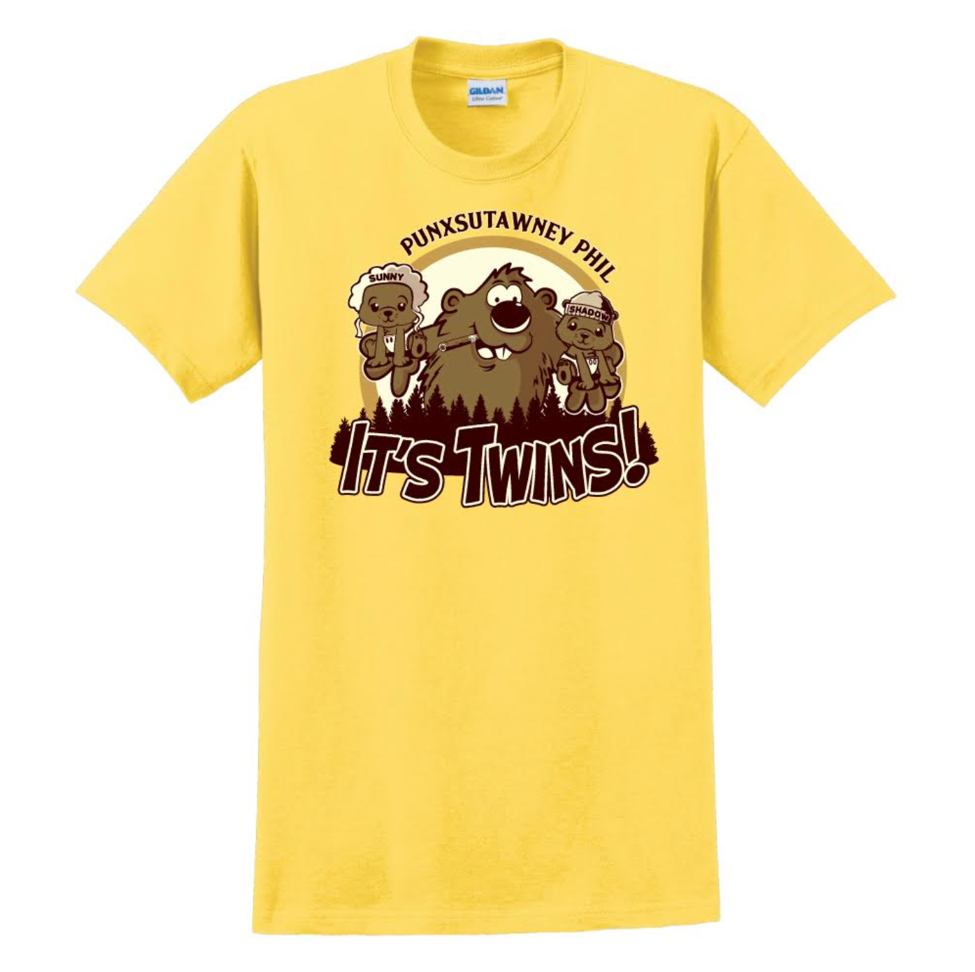 Adult Phil It's Twins T-Shirt-Groundhog Stuff