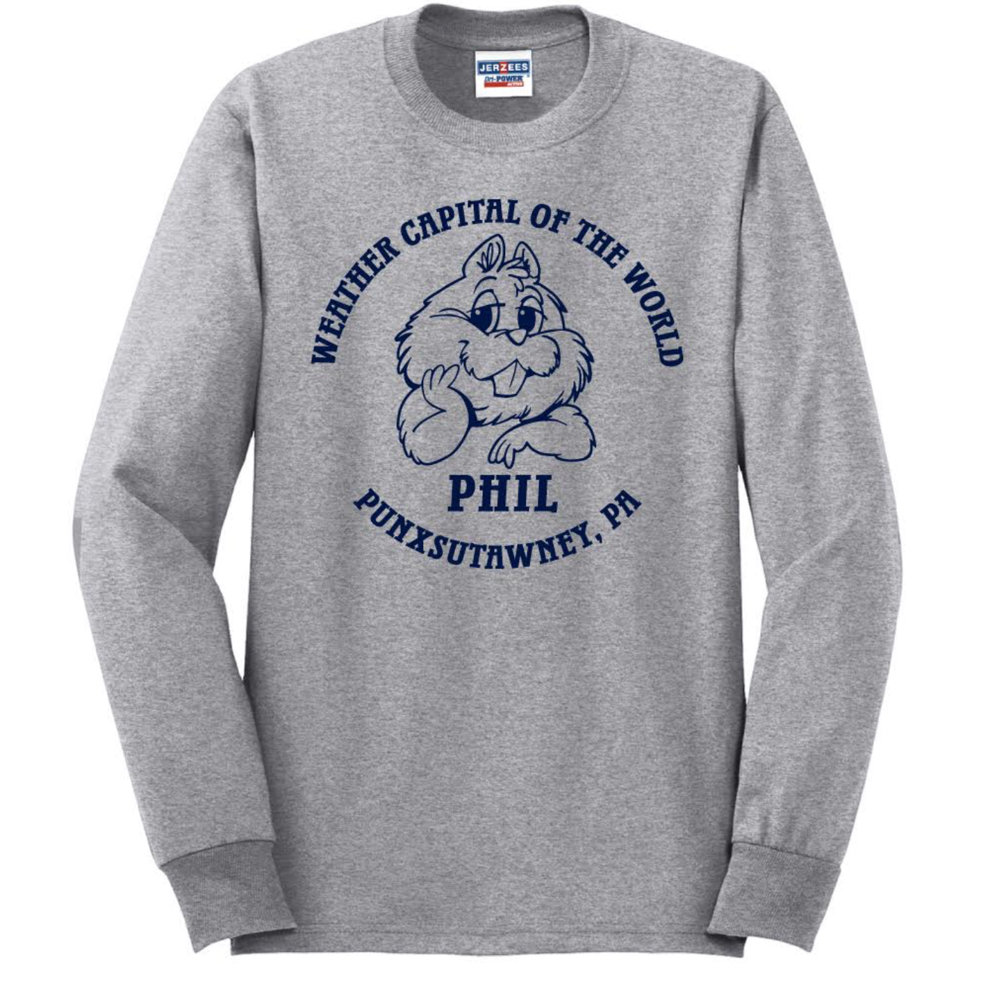 Adult Weather Capital Long Sleeve T-Shirt - Gray-Groundhog Stuff