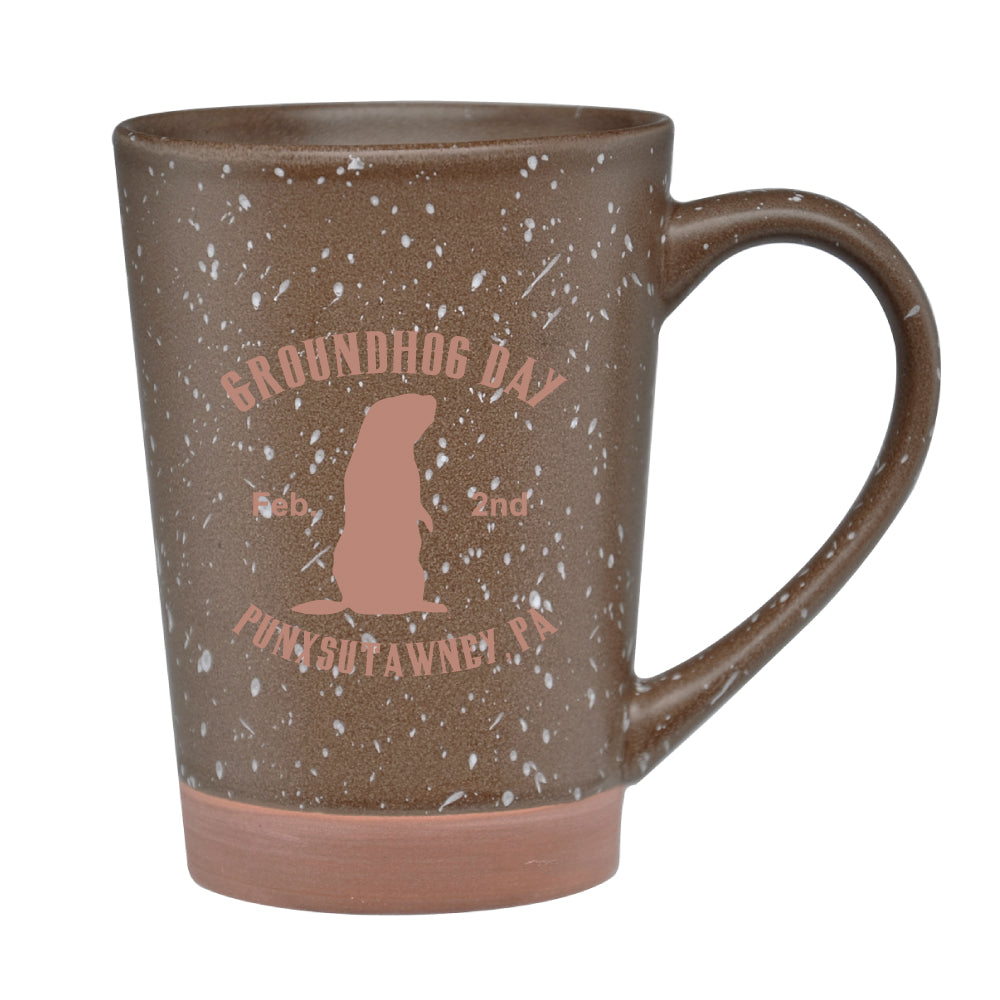 Groundhog Day Earth Tone Mug - 16 oz Speckled Brown-Groundhog Stuff