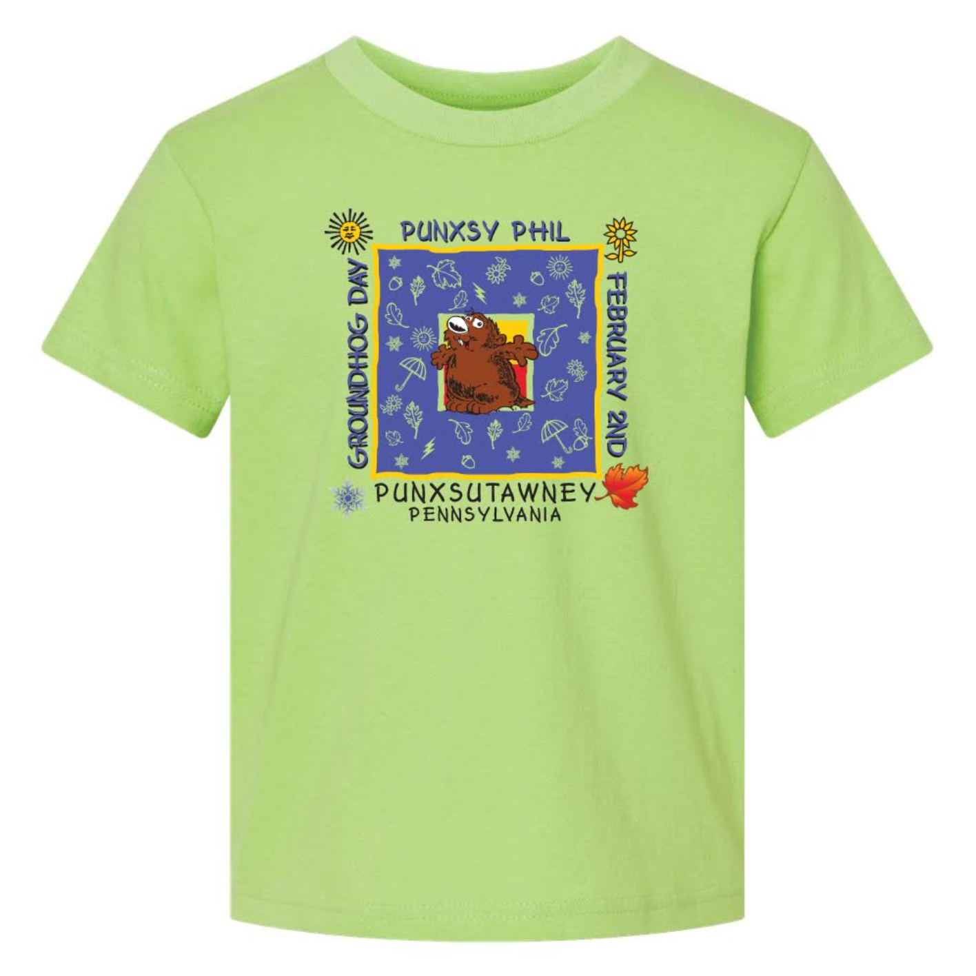 Toddler Square Tee - Lime Green-Groundhog Stuff