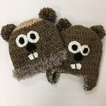 Toddler/Infant Handknit Groundhog Hat – Brown/Multi-Groundhog Stuff