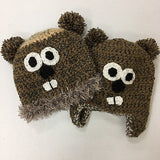 Toddler/Infant Handknit Groundhog Hat – Brown/Multi-Groundhog Stuff