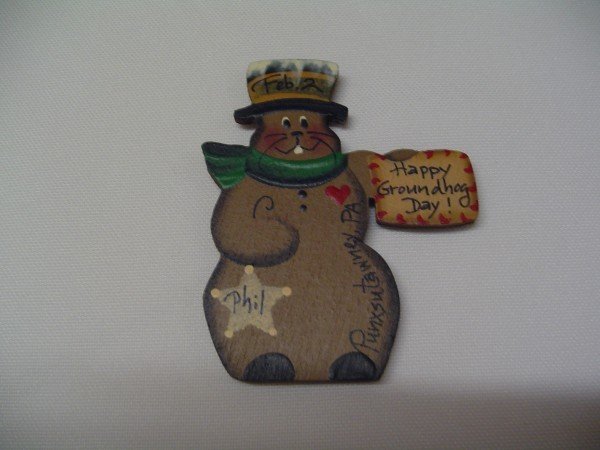 Phil with Star Pin – Handcrafted Wooden-Groundhog Stuff