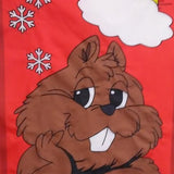 Flag - Happy Groundhog Day (Red, 28x44")-Groundhog Stuff