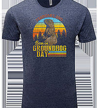 Adult Groundhog Birthday T-Shirt - 3X Heather Navy-Groundhog Stuff