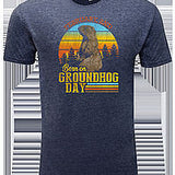 Adult Groundhog Day Birthday T-Shirt - Heather Navy-Groundhog Stuff