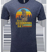 Adult Groundhog Day Birthday T-Shirt - Heather Navy-Groundhog Stuff