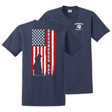 Adult Groundhog Paw & Flag T-Shirt - Navy (2X)-Groundhog Stuff