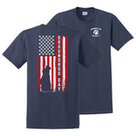 Adult Groundhog Paw & Flag T-Shirt - Navy-Groundhog Stuff
