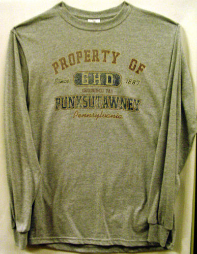 Adult 'Property of Groundhog Day' Long Sleeve T-Shirt - Gray-Groundhog Stuff