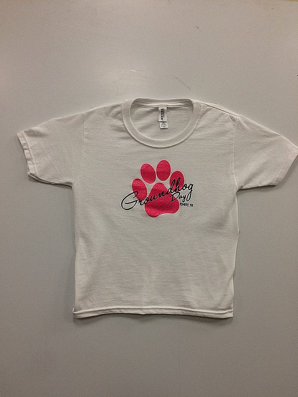 Girls Glitter Paw T-Shirt - White-Groundhog Stuff