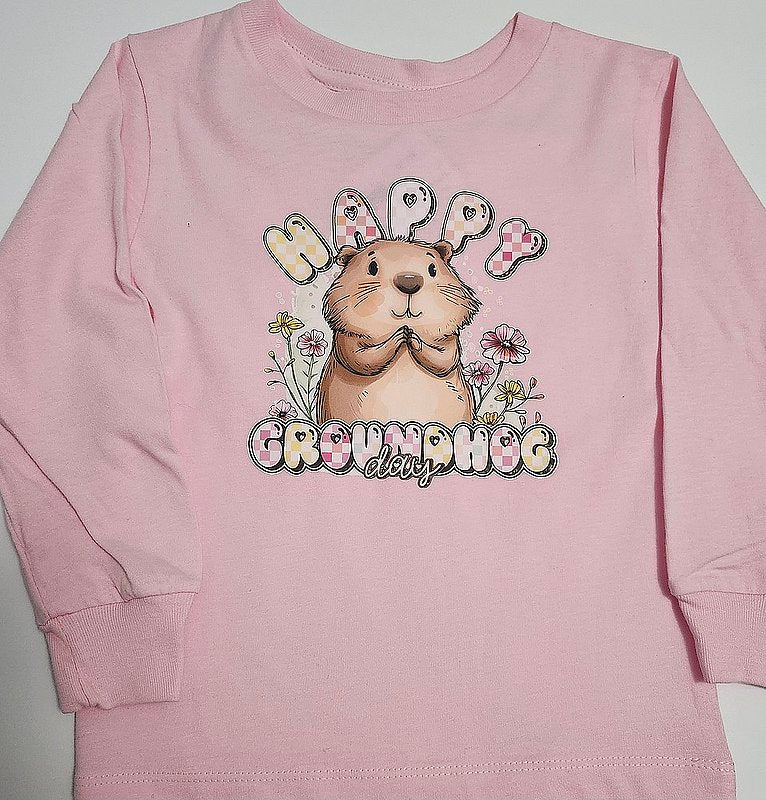 Toddler Long Sleeve "Happy Groundhog Day" T-Shirt-Groundhog Stuff